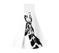 Black and white giraffe Hangable portable towel, velvet super absorbent kitchen towel, children's adult bathroom kitchen hanging towel