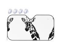 Black and White Giraffe Print Car Windshield Sun Shade, Vehicle Front Window Shield Cover Sun Visor Protection