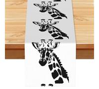 Black and white giraffe Print Party Table Runner, Holiday Kitchen Dining Tabletop Runners, for Home Indoor Decor 13x72 In