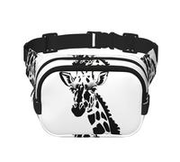Black and white giraffe Printed multifunctional waist bag, unisex trendy messenger bag, travel sports storage bag