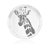 Black And White Giraffe Round Glass Ashtray, A Stylish, Durable And Elegant Smoking Accessory For Home Or Office.