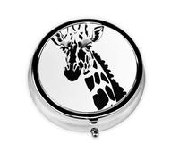 Black and White Giraffe Round Pill boxï¼ŒPill Boxï¼Œ Portable On-The-Go Pocket Pharmacy,