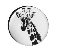 Black and White Giraffe Spare Tire Cover 26 Inch Oxford Wheel Protector Travel Accessories Waterproof Dustproof Tire Covers for RV Jeep
