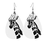 Black and white giraffe Teardrop-shaped leather earrings are a luxurious and fashionable accessory suitable for women, showcasing individual charm.