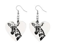 Black And White Giraffe Wooden Earrings for Women, Vintage Elegant Wood Jewelry, Lightweight Earrings for Wedding, Party, Everyday Jewelry Gift, Love, Wood, wood