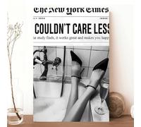 Black And White Girly Poster Retro NewsPaper Wall Art Vintage Bar Cart Decor Trendy New York Times Canvas Prints for Barthroom Home Bar Frame-style 24x36inch(60x90cm)