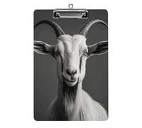 Black and White Goat Clipboard for Office, Home, Acrylic A4 Clipboard with Stainless Steel Hanging Holes, Durable Clipboards for Notes, Exams, Sheet Music 12.5" X 8.5"