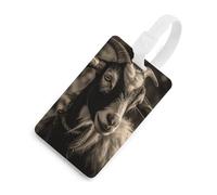 Black and White Goat Luggage Tag Cute Unique Travel Bag Tag Personalized Luggage Tag ID Label Address Card and Durable Round Ring Travels Gift Airport Essentials White-Style