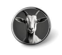 Black And White Goat Round Badge Brooch Lightweight Lapel Tie Pins Unique Gifts Metal Brooch Badge For Hat Shirt Clothing Bags Decoration