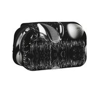 Black and White Golf Double Layer Flip-Top Pencil Case,Large Capacity 50 Pens Organizer, Durable Polyester Stationery Holder for School, Art Travel (All-Over Print)