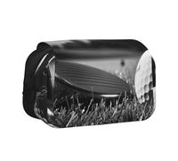 Black and White Golf Printed Print Flip Top Double Layer Pencil Case - Large Capacity School Supplies Organizer for Students, Kids, Teens, Artists, Travel & Office Use