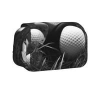 Black and White Golf Printed Print Flip Top Double Layer Pencil Case - Large Capacity School Supplies Organizer for Students, Kids, Teens, Artists, Travel & Office Use