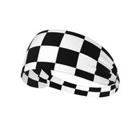 Black And White Grid Unisex Head Bands Quick-Dry Hairband Breathable Headband For Workout Exercise Gym