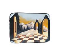 Black and White Grid Village Laptop Sleeve Shockproof Case Slim, Lightweight, Portable Protective Travel Carrying for 15 inch