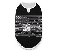 Black_and_white Gun USA Flag Dog Shirts Sleeveless T-Shirt Pet Tank Top Soft Summer Vests Clothes for Dogs And Cat L