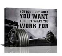 Black And White Gym Wall Art - Inspirational Quotes Pictures Wall Decor - Cool Gym Workout Poster Canvas Prints Motivational Sports Modern Framed Painting Artwork for Bedroom Living Room Home 16"x12"