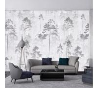 Black and White Hand Drawn Forest Flying Birds Art 3D Wallpaper Premium Textured Silk Study Dining Living Room Bedroom Sofa TV Wall Easy Install-350cm×256cm