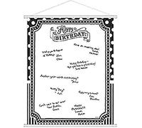Black and White Happy Birthday Scroll Sign in Sheet 60cm x 48cm