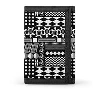Black and White Hawaiian Culture Wallet for Men Trifold Wallets Credit Card Holder Minimalist Front Pocket for Women