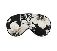 Black and White Hawaiian Flowers Sleeping Mask, Light Blocking Eye Mask, Comfortable and Soft, Eye Cover with Elastic Band, Suitable for Men and Women, Suitable for Travel/Sleeping