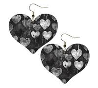 Black and White Heart Shape Leather Earrings for Women Heart Earring Lightweight Dangle Drop Earring Set Jewelry Gift