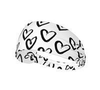 Black And White Heart,Sports Sweatband for Unisex Multi Headband Elastic Exercise Hairband