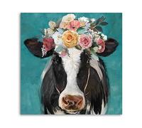 Black And White Highland Cow Animal Poster Decorative Painting Canvas Wall Posters And Art Picture Print Modern Family Bedroom Decor Posters 16x16inch(40x40cm)