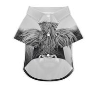 Black And White Highland Cow Dog Shirt for Dogs & Cats Breathable Short Sleeve Pet T-Shirt Lightweight Dog Summer Tops 3XL