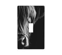 Black and White Highland Cow Light Switch Cover Decorative Single Toggle 1 Gang Wall Plate for Kitchen Farmhouse Bedroom Bathroom Art Decor