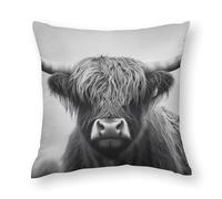 Black And White Highland Cow Pillowcases Soft Throw Pillow Covers Body Cushion Protective Case for Sofa Car Home Decor