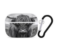Black And White Highland Cow Printed Bluetooth Earbuds Case Colorful Wireless Headphones Covers Compatible With AirPods Pro 2