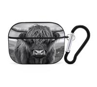 Black And White Highland Cow Printed Bluetooth Earbuds Case Colorful Wireless Headphones Covers Compatible With AirPods Pro 2