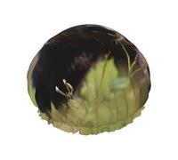 Black And White Honey Badger Print Shower Cap Reusable Bath Cap Double Layer Bath Hair Caps, Keeps Hair Dry, Fits All Head