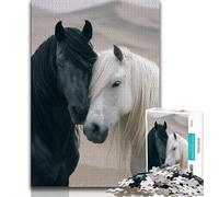 Black And White Horse Jigsaw Puzzles for Adults 1000 Jigsaws,Challenging Game Gifts for Is Ideal As A Gift for The Whole Family (50x75cm)