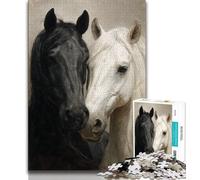 Black And White Horse Jigsaw Puzzles for Teenagers 1000 Jigsaws,Stress Reliever Difficult Challenge Suitable for Desktop Decoration (38x26cm)