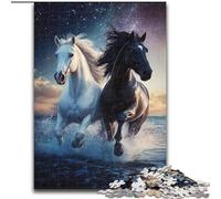 Black And White Horse Jigsaw Puzzles for Teenagers 1000, Learning Educational Toys Family Games with Matching Poster And Trivia Sheet (26x38cm)