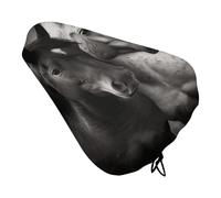 Black and White Horses Bike Seat Cushion Waterproof Bicycle Seat Cover with Drawstring Comfort Dustproof Rain Proof Protection Bike Seat for Outdoor Most Bicycles Mountain Road Bikes
