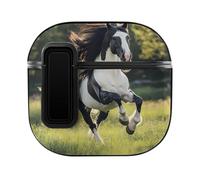 Black And White Horses Cute Case PC Earbud Cases Protective Cover Compatible for AirPods 4