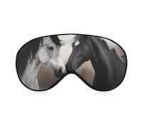 Black and White Horses Eye Mask, Side Sleeping Mask Light Blindfold Sleeping Mask Nose Pad and Elastic Band for Children Women and Men