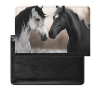 Black And White Horses Passport Cover Protector Rfid Blocking Passport Holder Id Card Holder Secure Travel Wallet Organizer for Passport Tickets Credit Cards, style, One Size