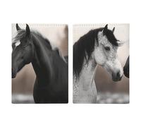 Black And White Horses Passport Holder, ID Card Protector Case Passport Holder with Slot Passports Travel Wallet Document Cover for Women And Men