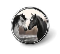 Black And White Horses Round Badge Cute Brooch Hats Jackets Decor Personalized Lapel Pin Clothing Jewelry Accessories for Wedding Party Gift