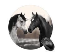 Black and White Horses Round Mouse Pad Smooth Glide Gaming Mousepad Extra Density Portable Comfortable Mouse Mat for Desk, Home, Office 7.8x7.8 Inches