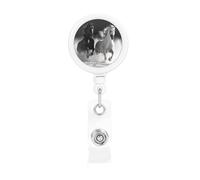 Black and White Horses Running Badge Reel Retractable Badge Holder with Keychain Funny ID Clips for Badges Lightweight Plastic Name Card Holders for Nurses Office Teacher