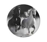 Black And White Horses Running Button Pins 5 Pcs, 2.4 Inch Round Button Badges Metal Personalized Picture Photo Pin Buttons Kit For Craft Supplies Christmas Diy Party Projects