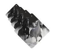 Black and White Horses Running Car Air Fresheners Cards 4 Pcs Hanging Fragrance Scented Cards Long-Lasting Car Aromatherapy Tablets for Wardrobe Bathroom Car Interior Mirror Pendant Gifts