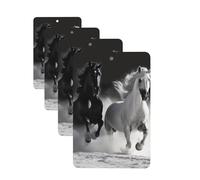 Black and White Horses Running Car Air Fresheners Cards 4 Pcs Hanging Fragrance Scented Cards Long-Lasting Car Aromatherapy Tablets for Wardrobe Bathroom Car Interior Mirror Pendant Gifts