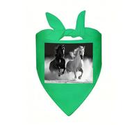 Black And White Horses Running Dog Bandana, Classic Plaid Dog Bandanas for Small Medium Large Dogs, Adjustable Washable Cotton Pet Scarf, Reversible Triangle Bibs for Puppy Dogs Cats Birthday Party Da