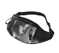 Black and White Horses Running Fanny Pack for Men Women Crossbody Waist Bag Waterproof Sports Belt Bag Outdoor Hip Pack