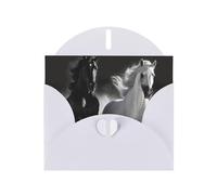 Black and White Horses Running Greeting Cards Blank Note Cards with Envelopes Happy Birthday Card Thank You Card Wedding Party Invitation Cards for All Occasions 4x6 Inch
